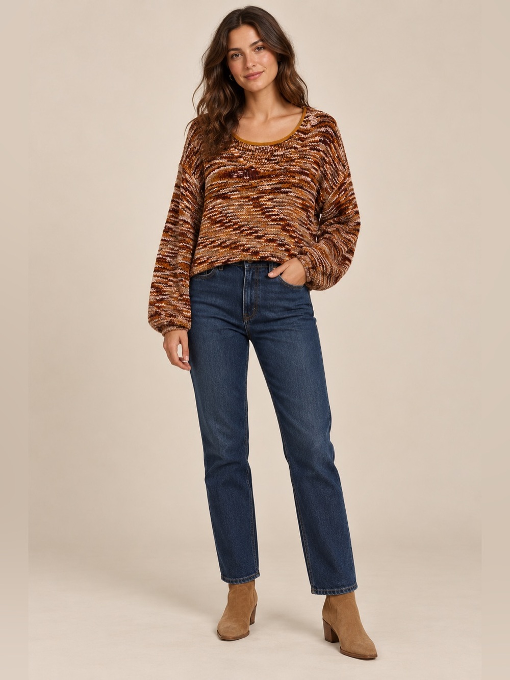 NWT Urban Outfitters Space Dye Chenille Sweater Womenโs M Brown Pink